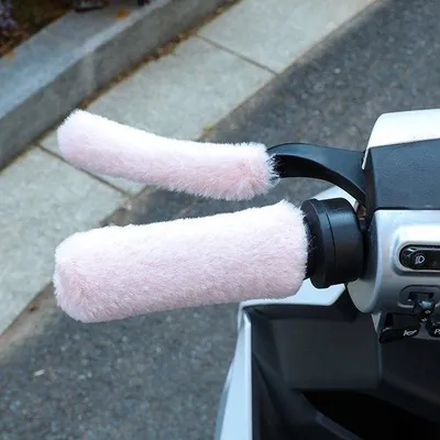 Imagen del producto de Guantes de invierno: guantes cálidos para bicicleta y bicicleta eléctrica, color rosa, de felpa