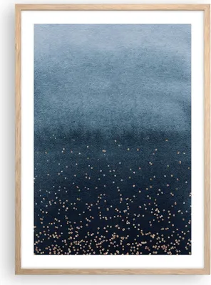 Produktbild von Gerahmtes Poster - Rahmen in heller Eiche - Blau Golden Hintergrund - 50x70 cm - Wand Bild - Wanddeko - Wandbilder - Kunstposter - Wandposter - Bilderrahmen - Bilder - Kunstdruck - P2NPA50x70-5094
