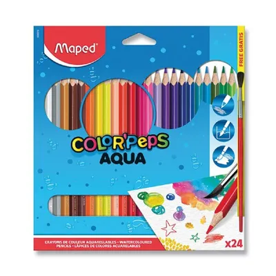 Obrázok produktu pre Pastelky MAPED AQUA 24 farieb + štetec Maped