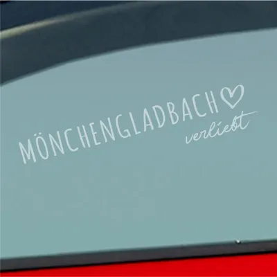 Produktbild von Auto Aufkleber Mönchengladbach verliebt Herz Stadt Heimat Liebe Car 19x4 cm Milchglas Sticker Heckscheibenaufkleber