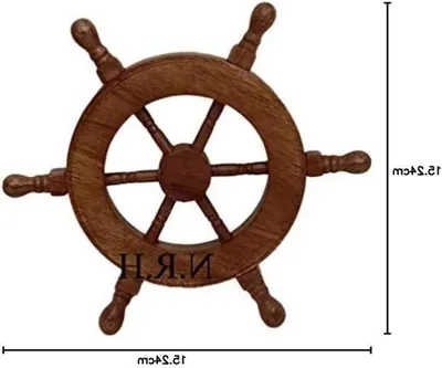 Productafbeelding van Houten Schip Wiel - Decoratief Stuur - Wanddecoratie - Handgemaakt Ontwerp - 6 inch - Bruin