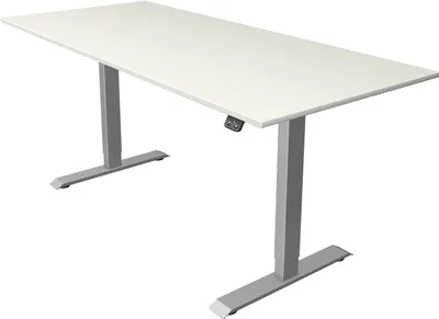 Produktbild von Kerkmann Move 1 elektrisch höhenverstellbarer Schreibtisch weiß rechteckig, T-Fuß-Gestell silber 180,0 x 80,0 cm