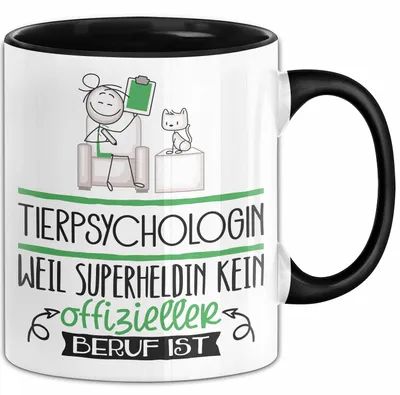 Produktbild von Tierpsychologin Geschenk Tasse Lustiger Spruch Tierpsychologin Weil Superheldin Kein Offizieller Beruf Ist Geschenkidee (Schwarz)