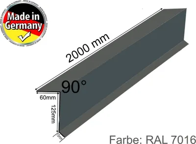 Produktbild von Ortgangwinkel Dach-Abschluss-Blech Ortgangblech Alu Anthrazit Grau 60 x 125 mm