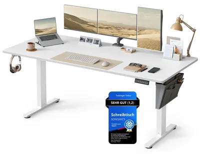 Obrázek produktu pro SONGMICS Výškově nastavitelný psací stůl, rozměry 180 x 80 cm – barva: světle šedá (volkenweiß)