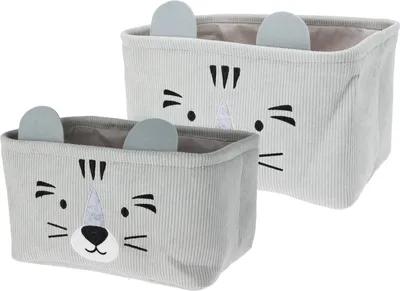 Obrázek produktu pro Úložné koše na hračky CUTIE s ušima, manšestrové, 2 ks