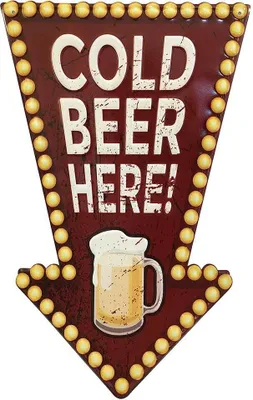 Produktbild von Blechschild COLD BEER HERE Pfeil Wegweiser Nostalgie Vintage 50x30cm