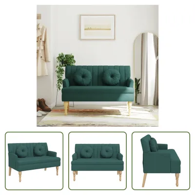 Obrázok produktu pre The Living Store Lavica s vankúšom tmavozelená 113x64,5x75,5 cm látka