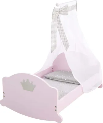 Produktbild von roba Puppenwiege Serie „Sophie“, zum Wiegen inkl. textiler Ausstattung, Bettwäsche und Himmel, rosa