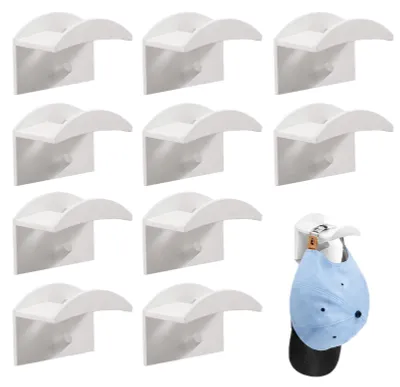 10 selbstklebende Mützenhalter für Wandmontage, weiß