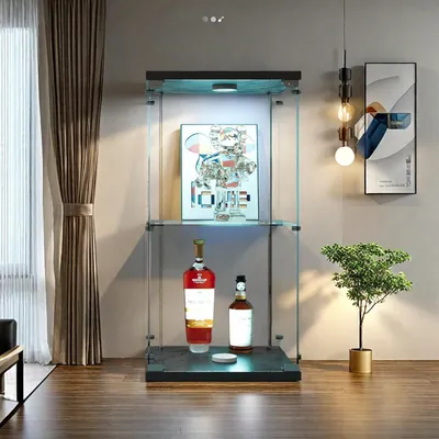 Immagine prodotto di Vetrina in vetro temperato con illuminazione a LED, a due ante, con serratura, dimensioni 40 x 36 x 86 cm