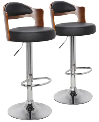 Image de MENZZO Lot de 2 chaises de bar Ruben Bois Noisette & Noir