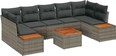 Imagen del producto de vidaXL Juego de sofás de jardín, 8 piezas, color gris, tejido de ratán sintético