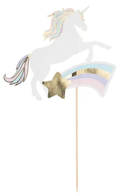 Produktbild von Einhorn-Tortenstecker in Pastell + Gold 18,5 x 30 cm - Einheitsgröße