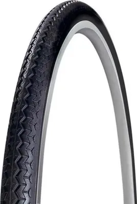 A close-up studio shot of a bicycle tire against a white background.