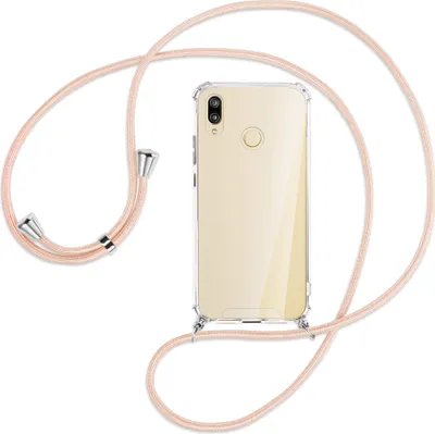 Produktbild von Handykette Backcover-Schutzhülle mit Band (Metall silberfarben) für Huawei P20 lite - rose peach