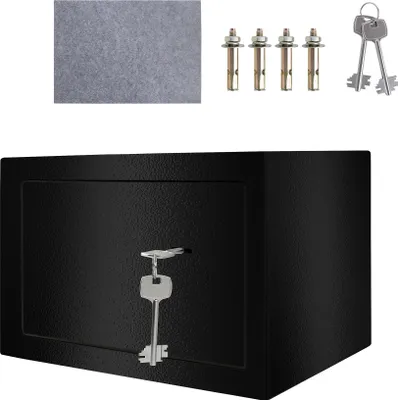 Image de XMTECH Coffre-fort avec serrure à double panneton Coffre-fort mural Coffre-fort pour meubles Minisafe Minitresor avec 2 clés & vis de fixation, 31x20x20cm, noir