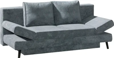 Produktbild von Schlafsofa - Grau - mit Gästebettfunktion und Bettkasten - mit 2 Rückenkissen