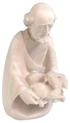 Kniende Hirtenfigur aus Naturholz, 8 cm, Krippenzubehör