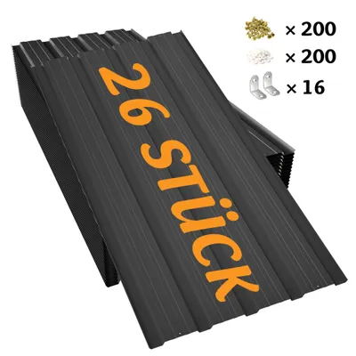 Produktbild von 26x Trapezblech Profilblech 12m² Dachblech Wellenprofil Dach Platten Schwarz