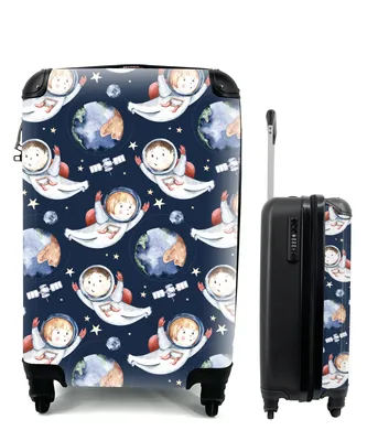 Produktbild von MuchoWow® Koffer Handgepäck Trolley Rollkoffer Kleine Reisekoffer mit 4 Rollen - Planeten - Muster - Weltraum - Mädchen - Jungen - Kinder - Kinder - Cabin Size < 55x40x23 cm & 55x40x20 cm - Kinderkoffer - Kabinenkoffer - Boardgepäck - Reise-Box - Reisekoffer - Reisegepäck - Koffer mit Bild - Trolley für Kinder