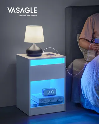 Produktbild von Nachttisch mit einstellbarer LED-Beleuchtung, 2er Set,