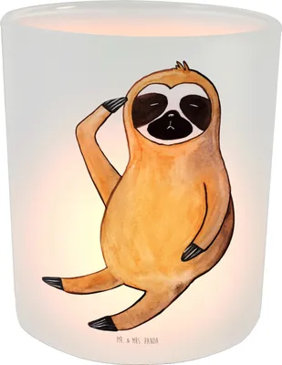 Produktbild von Mr. & Mrs. Panda Windlicht Glas Faultier Vogel - Transparent - Geschenk, aus, Nachdenklich, Kerzenhalter, Teelichthalter, Müde, Genervt, Spinner, faul, Teelicht