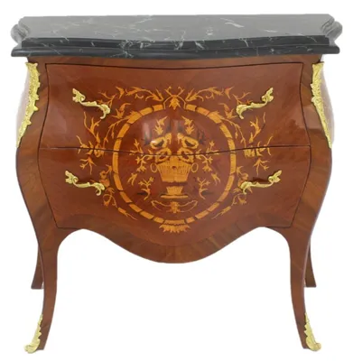Image de Casa Padrino Commode Baroque Marron / Or / Noir 95 x 45 x H. 85 cm - Commode en bois massif faite à la main avec 2 tiroirs et plateau en marbre - Meubles baroques