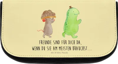 Produktbild von Mr. & Mrs. Panda kosmetiktäschchen Schildkröte Maus - Gelb Pastell - Geschenk, Schminktasche, kulturtäschchen, Kulturbeutel, Necessaire, Hilfe, Freunde, Organizer