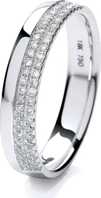 Produktbild von 18 Karat (750) Weißgold Halb Eternity Diamant Trauring/Ehering/Hochzeitsring Brillant-Schliff 0.20 Karat HI - SI, 50 (15.9); TRS3683918KWRSK
