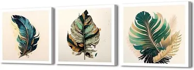 Image de Tableau mural botanique - Ensemble de 3 impressions artistiques sur toile - 30x30 cm