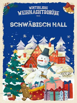 Produktbild von vianmo Holzschild 40x30 cm Weihnachtsgrüße SCHWÄBISCH HALL