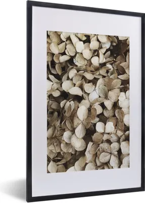 Produktbild von MuchoWow® Gerahmtes Poster Blumen - Hortensie - Braun 40x60 cm - Poster mit Schwarzem Bilderrahmen Wandposter Rahmen Foto Bilder - Poster in Rahmen