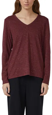 Produktbild von s.Oliver Damen T-Shirt – V-Ausschnitt, Langarm, Glitzergarn, Regular Fit
