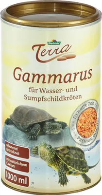 Produktbild von Dehner Terra Amphibien-Snack, Futter für Sumpfschildkröten / Wasserschildkröten, Bachflohkrebse / Gammarus, 1 l