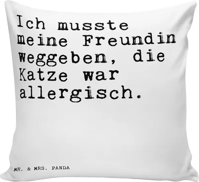 Produktbild von Mr. & Mrs. Panda kuschelkissen 40x40 Ich musste meine Freundin... - Weiß - Geschenk, Spruch, Kuschel Kissen, Sofa, Geld, Tier, allergisch, Frauchen, Couchkissen, Sprüche