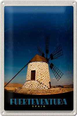 Produktbild von Blechschild Reise 20x30cm Fuerteventura Spanien Windrad