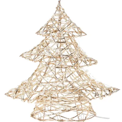 Produktbild von Weihnachtsbaum mit 20 LED-Lichtern, golden und mit Perlen verziert