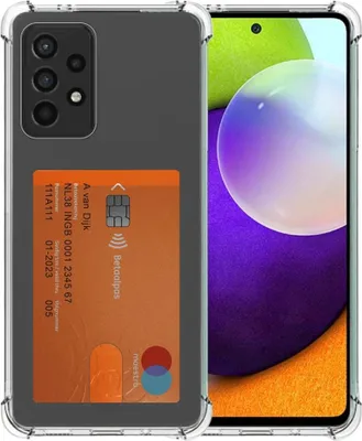 Immagine prodotto di Smartphonica Custodia per telefono adatta a Samsung Galaxy A52 con supporto per schede in silicone traslucido - Custodia trasparente in TPU antiurto con slot per schede
