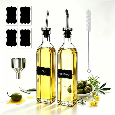 Ölflaschen-Set 2er-Pack 500 ml Essig-Öl-Spender Glas