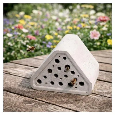 Produktbild von Wetterfestes Bienenhotel aus Beton für Wildbienen und Insekten im Garten - Nisthilfe