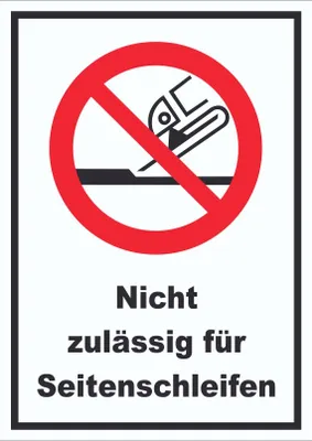 Produktbild von Nicht zulässig für Seitenschleifen Schild A3 Rückseite selbstklebend
