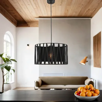 Obrázek produktu pro Závěsné světlo černé moderní Ø40cm dvojité stínidlo E27 závěsná lampa obývací pokoj jídelna