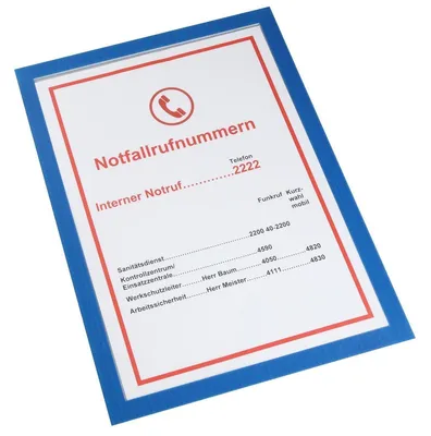 Produktbild von Magnetische Infotasche Basic, Format DIN A4, Fülltiefe: 1,5 mm, Außenmaße: 240 x 330 mm, Blau, Verpackungseinheit: 5 STK