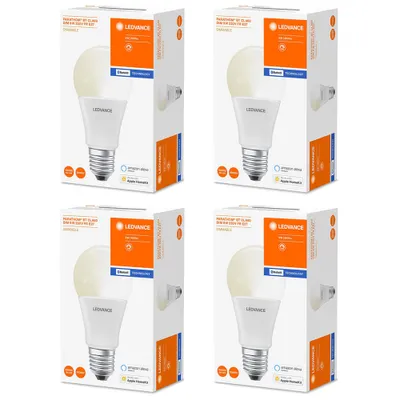 Produktbild von 4 x Ledvance LED Smart+ Birne 9W = 60W E27 matt 800lm warmweiß 2700K Dimmbar App Google & Alexa Bluetooth