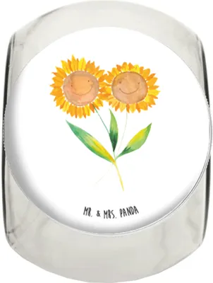 Produktbild von Mr. & Mrs. Panda Teedose Blume Sonnenblume XL 2000ml - Weiß - Geschenk, Beste Freundin, Bonbonglas, Best Friends, glasbehälter, Vertrauen, Lieblingsmensch, schraubglas