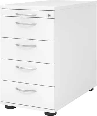 Produktbild von bümö office Standcontainer - mit 4 Schubladen - Nachbildung: Weiß, Griff: Bogengriff (Metall)