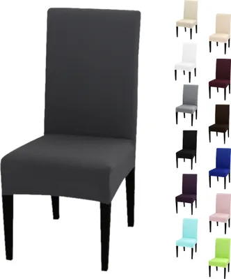 Produktbild von Stuhlhusse Stretch Anthrazit elastischer Universal Stuhlüberzug Esszimmer Stuhlbezug Dehnbar, 1 Stück
