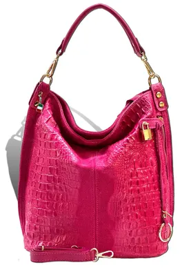 Produktbild von Florence Damen Beuteltasche Shopper Tasche fuchsia pink Leder Größe 41x14x33 D2OTF162P