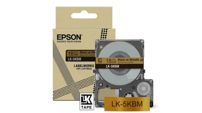 Produktbild von Epson Metallic Tape – Gold/Black 18mm(9m) – LK-5KBM, Schwarz, Gold, Wärmeübertragung, LabelWorks LW-C410, 1,8 cm, 1 Stück(e), 70 mm